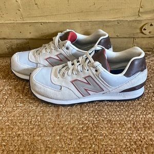NEW BALANCE 574 SUEDE LEATHER FABRIC ATHLEISURE WORKOUT RUN SNEAKERS MEN 9 USA